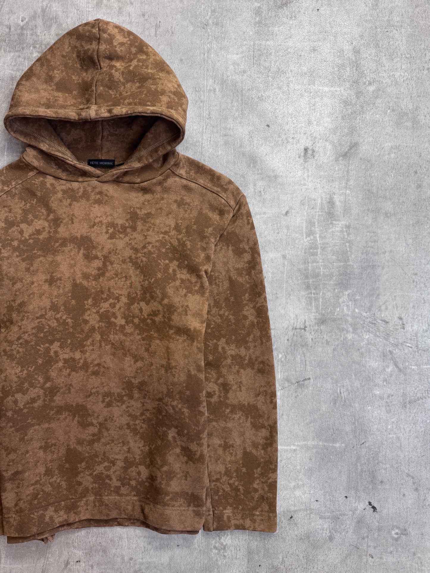 Tete Homme Brown Tie Dyed Full Cotton Hooded Pullover