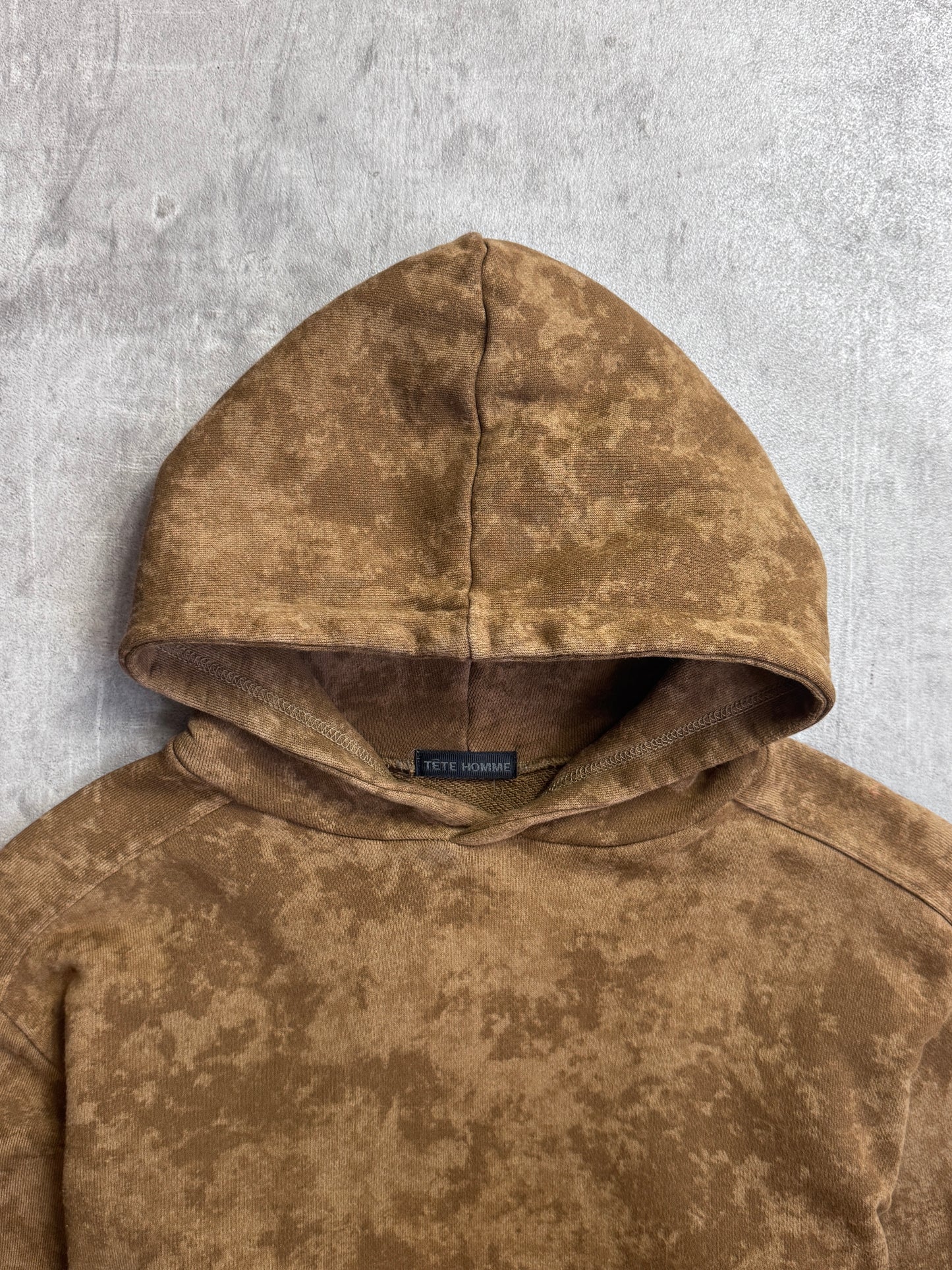 Tete Homme Brown Tie Dyed Full Cotton Hooded Pullover