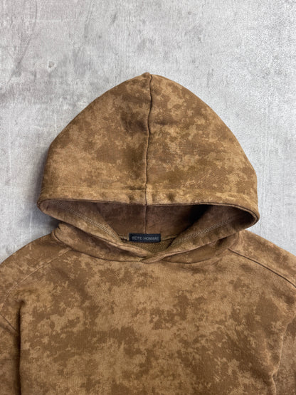 Tete Homme Brown Tie Dyed Full Cotton Hooded Pullover