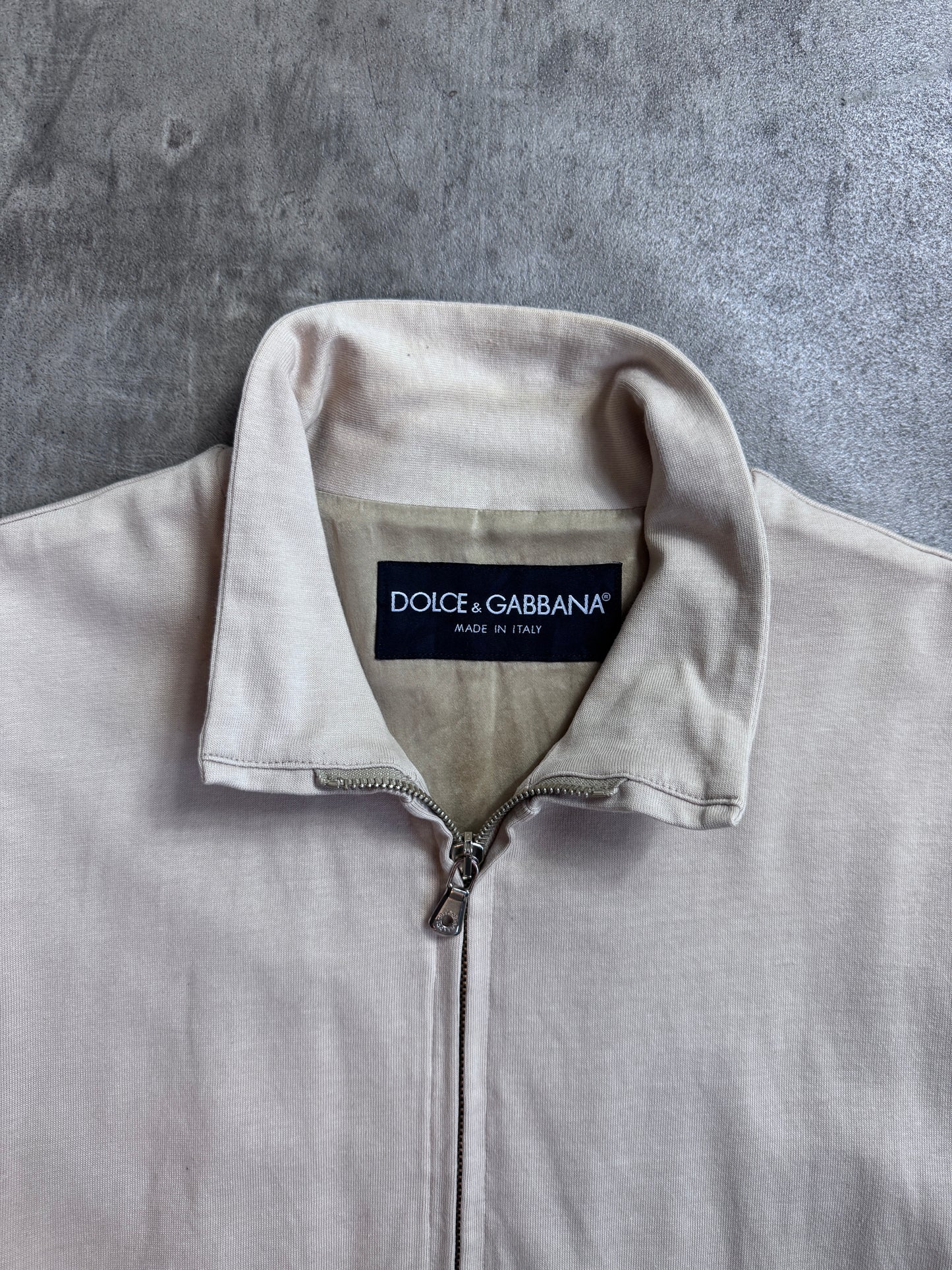 Dolce and Gabanna Cream Colour Block Full Zip Cotton Track Jacket