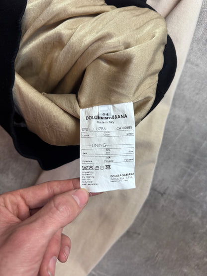 Dolce and Gabanna Cream Colour Block Full Zip Cotton Track Jacket