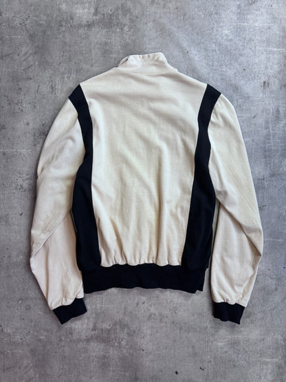 Dolce and Gabanna Cream Colour Block Full Zip Cotton Track Jacket
