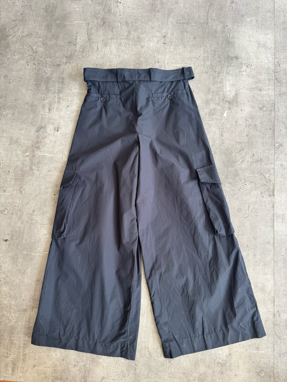 Dries Van Noten Dark Grey Wide Leg Cargo Trousers
