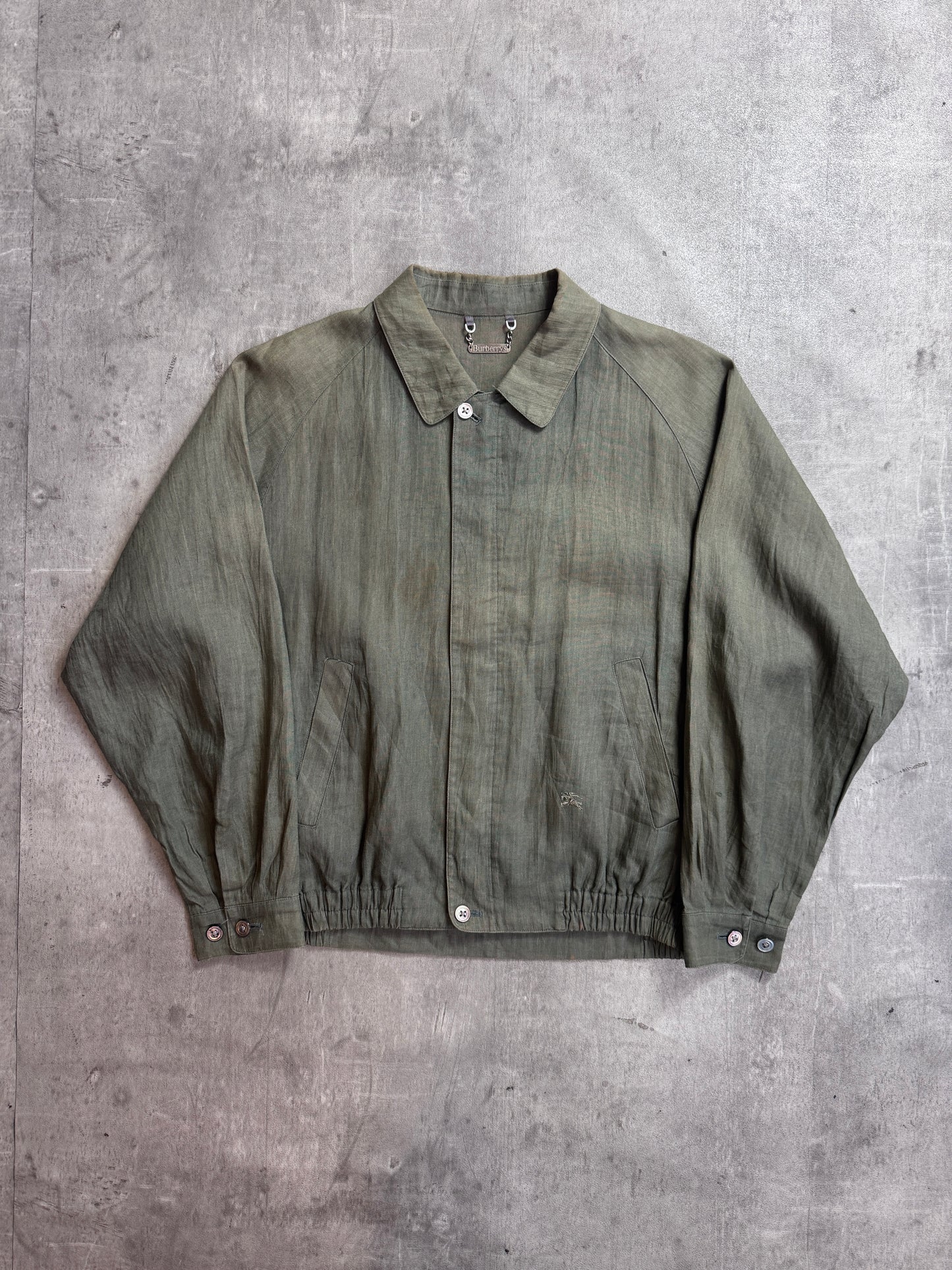 Burberry Khaki Lightweight Canvas Full Zip Harrington Jacket