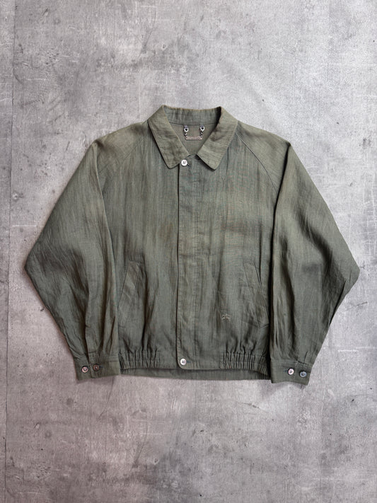 Burberry Khaki Lightweight Canvas Full Zip Harrington Jacket