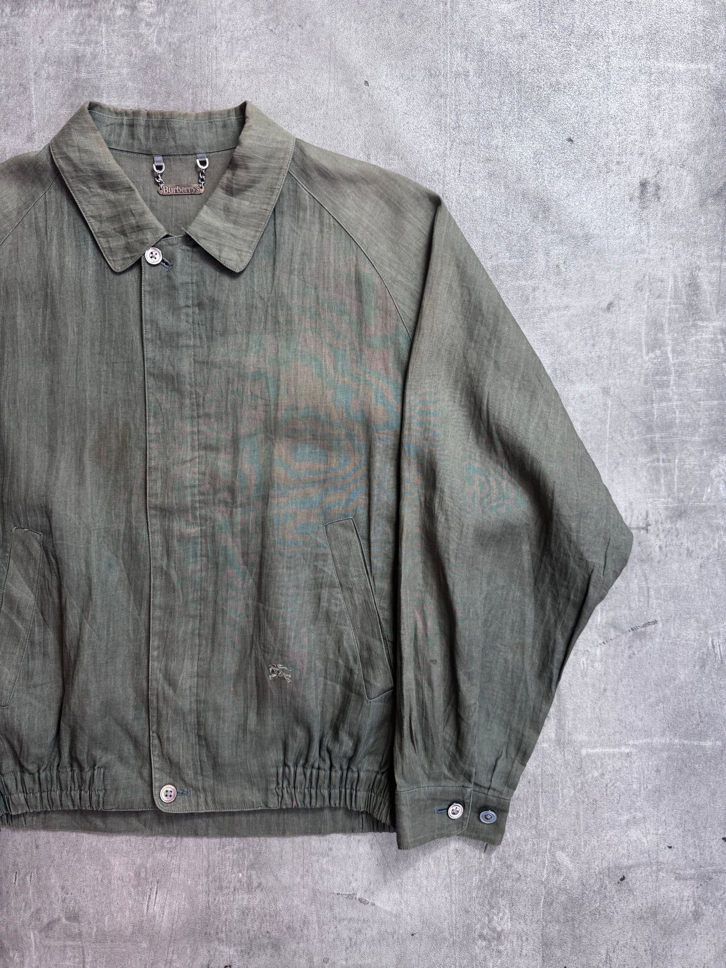 Burberry Khaki Lightweight Canvas Full Zip Harrington Jacket