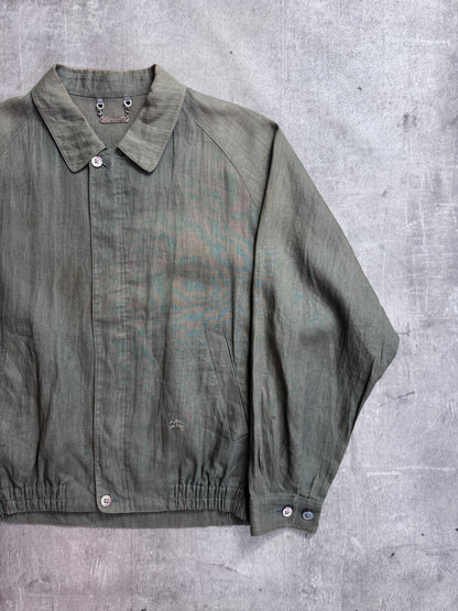 Burberry Khaki Lightweight Canvas Full Zip Harrington Jacket