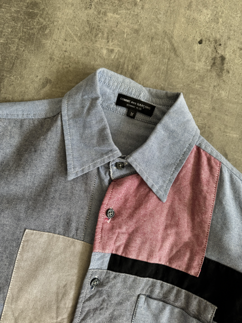 Comme Des Garcons Mixed Panel Patchworked Denim LS Shirt