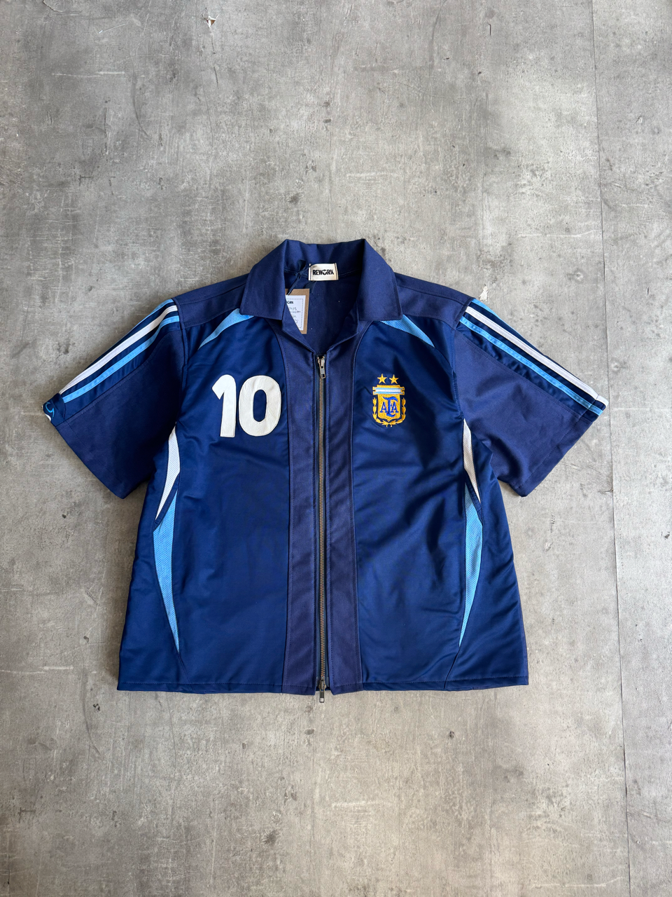 VT Rework: Argentina "Messi 10" Leather Embossed SS Zip Shirt