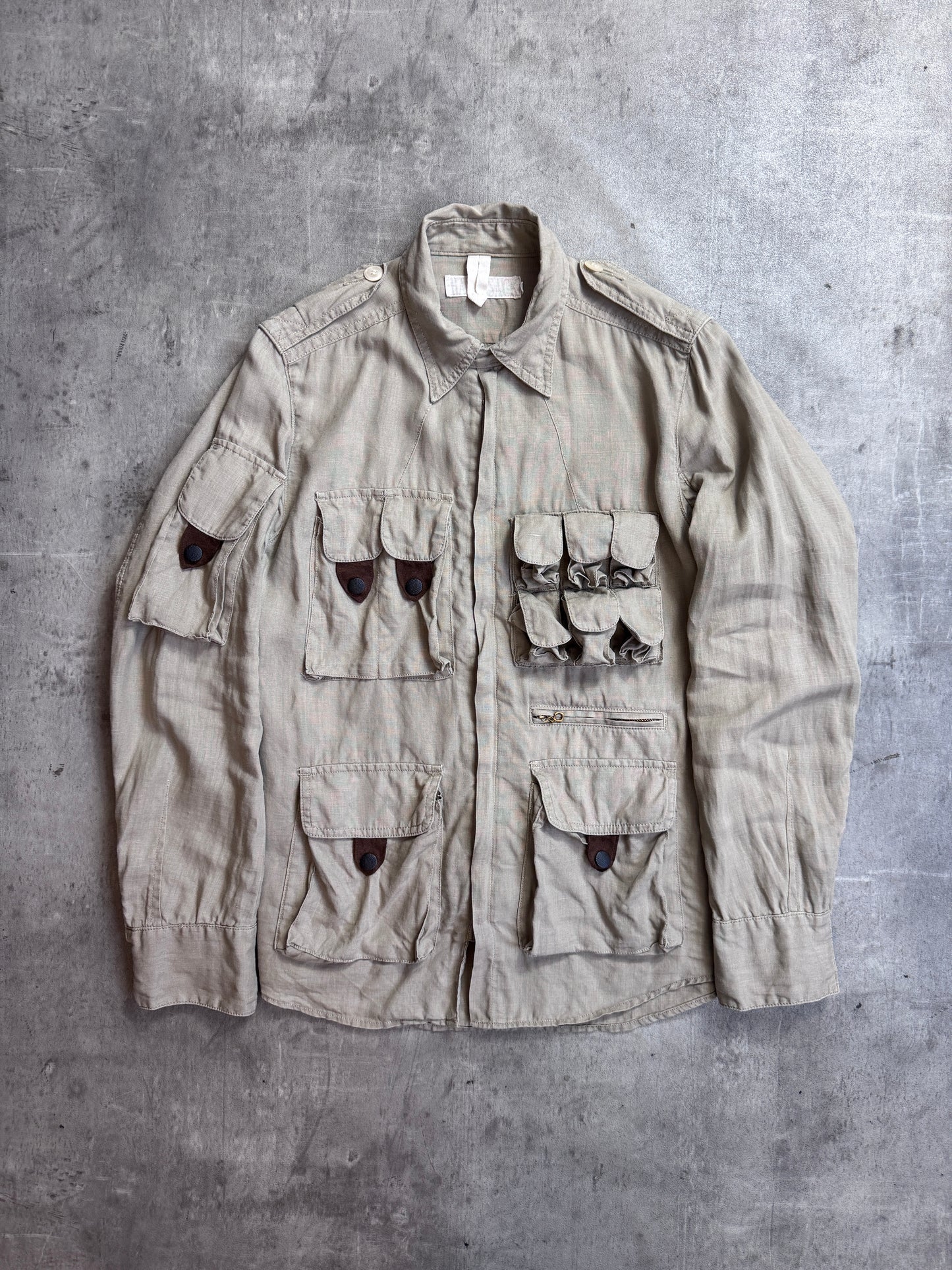 Haversack Khaki Hue Linen Engineered Garment Explorer Shirt