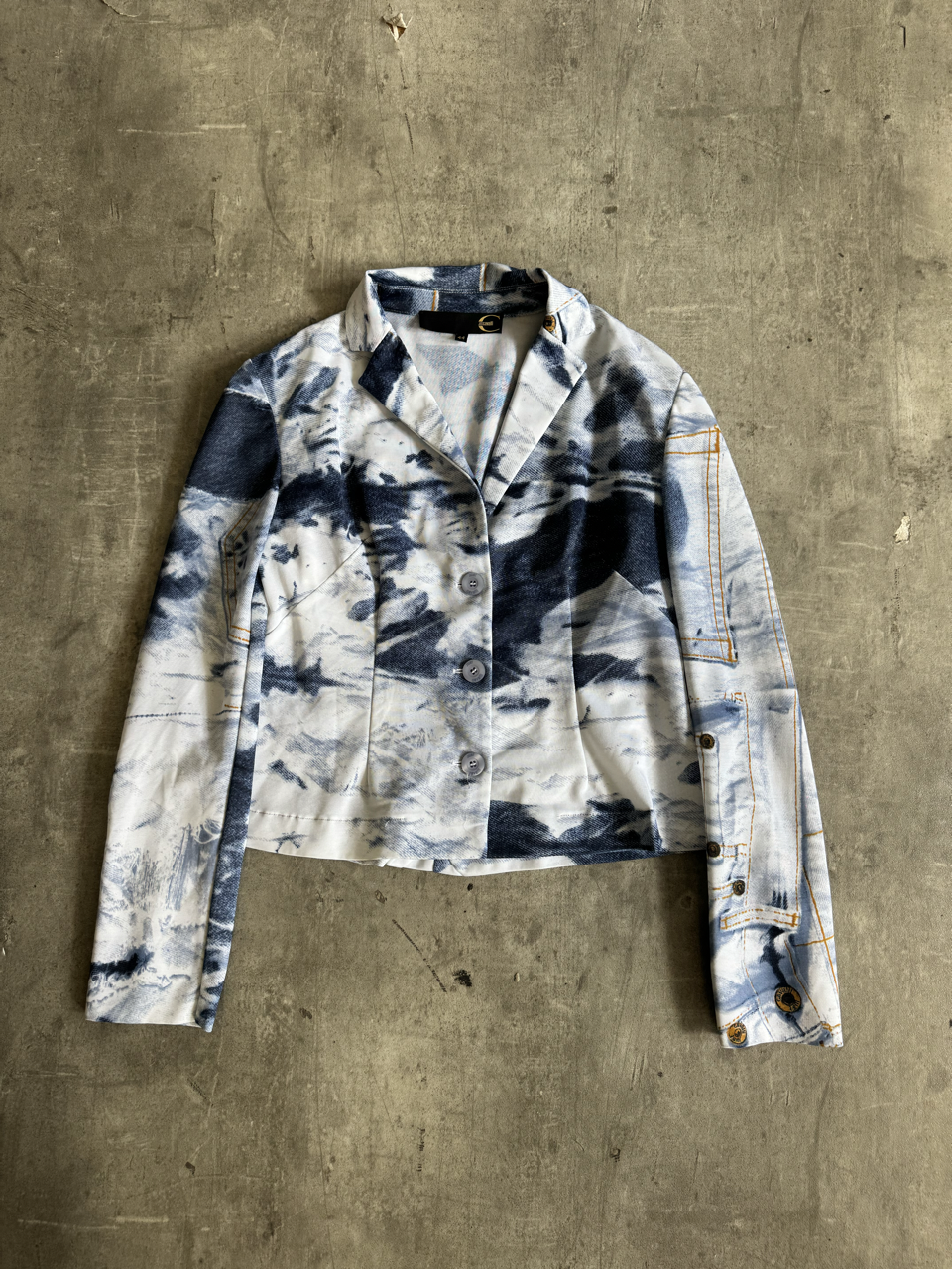 Just Cavalli Patchwork Denim Two Piece Trousers Suit