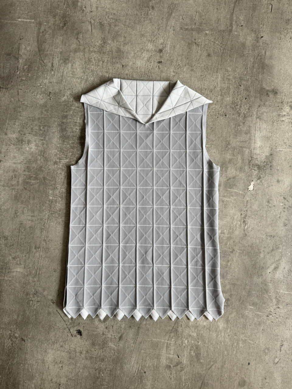 Issey Miyake Grey 132 5 Line Origami Top With Matching Tassel Knee Highs