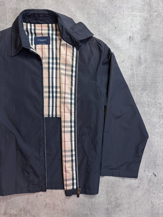 Burberry  Black Nylon Nova Check Lined Harrington Jacket