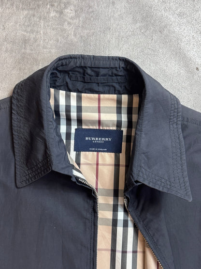 Burberry  Black Nylon Nova Check Lined Harrington Jacket