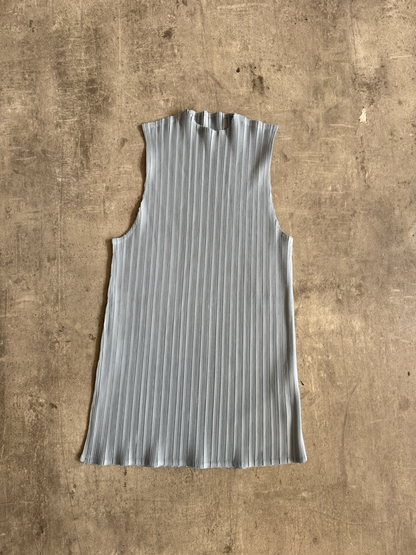 Issey Miyake Pleats Please Powder Blue Crepe Pleat Tanktop