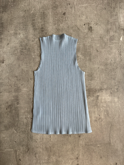 Issey Miyake Pleats Please Powder Blue Crepe Pleat Tanktop
