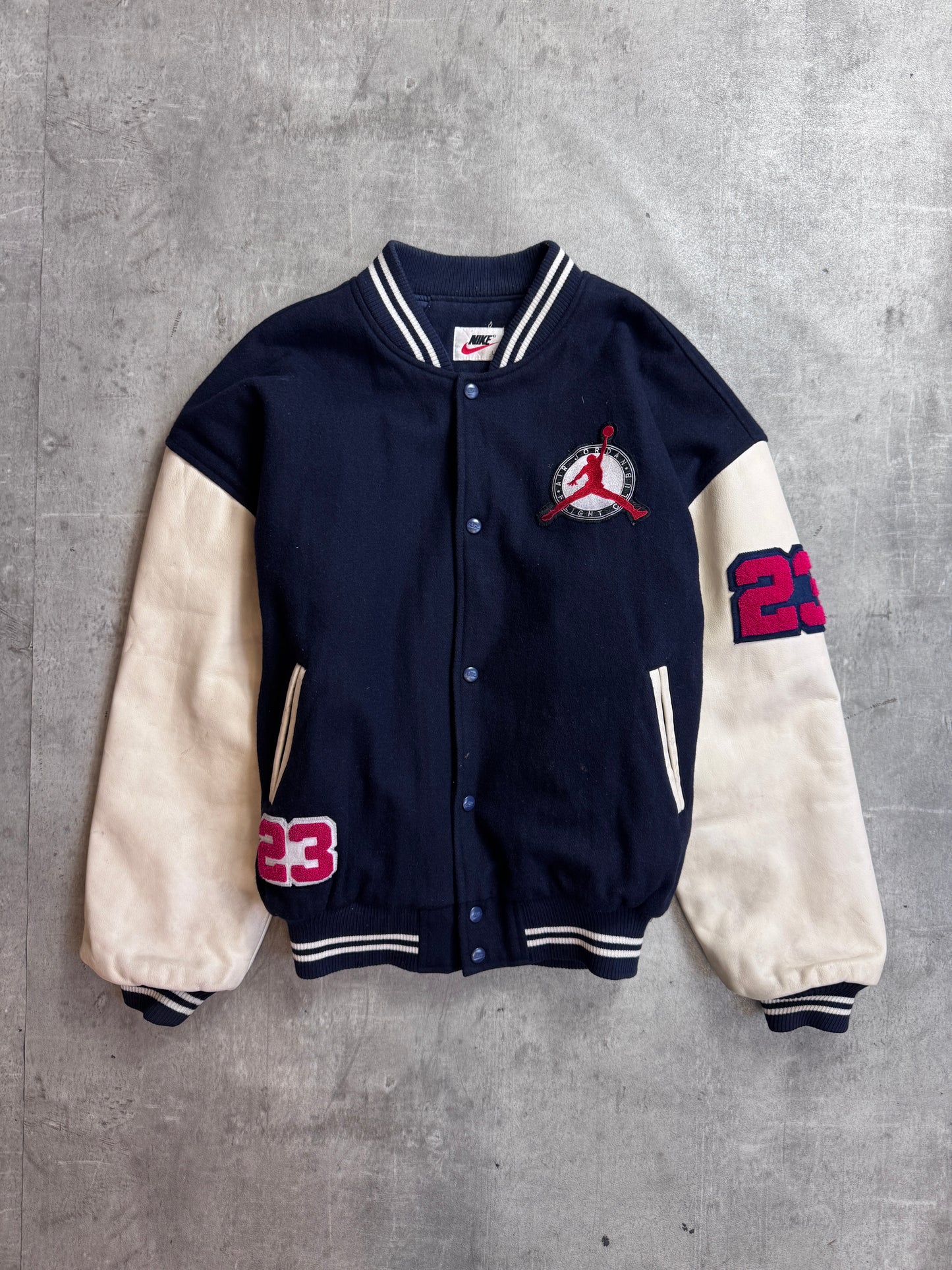 Nike Jordans 'Why Fly' Patch Embellished Black Fleece Lined White Leather Sleeve Varsity