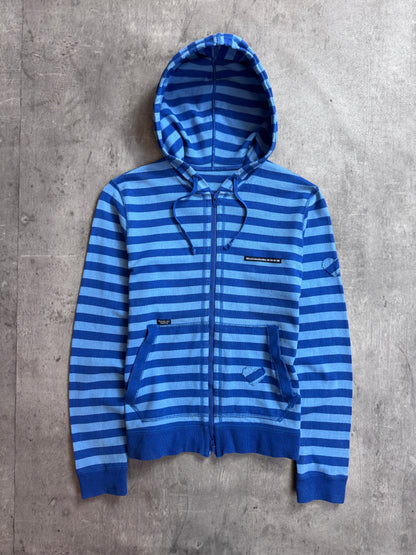 Issey Miyake Mademoiselle NON NON Blue Colourblock Striped Dual Zip Hoodie