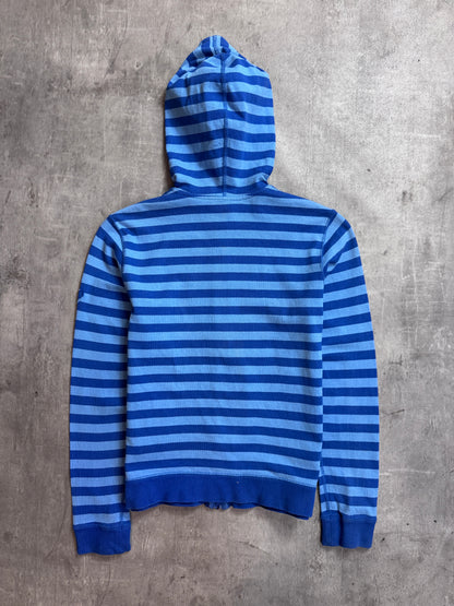 Issey Miyake Mademoiselle NON NON Blue Colourblock Striped Dual Zip Hoodie