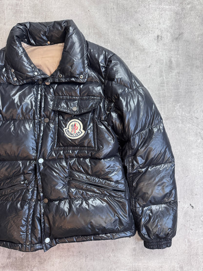 Moncler Black Poly Logo Patch Feather Down Puffer Jacket