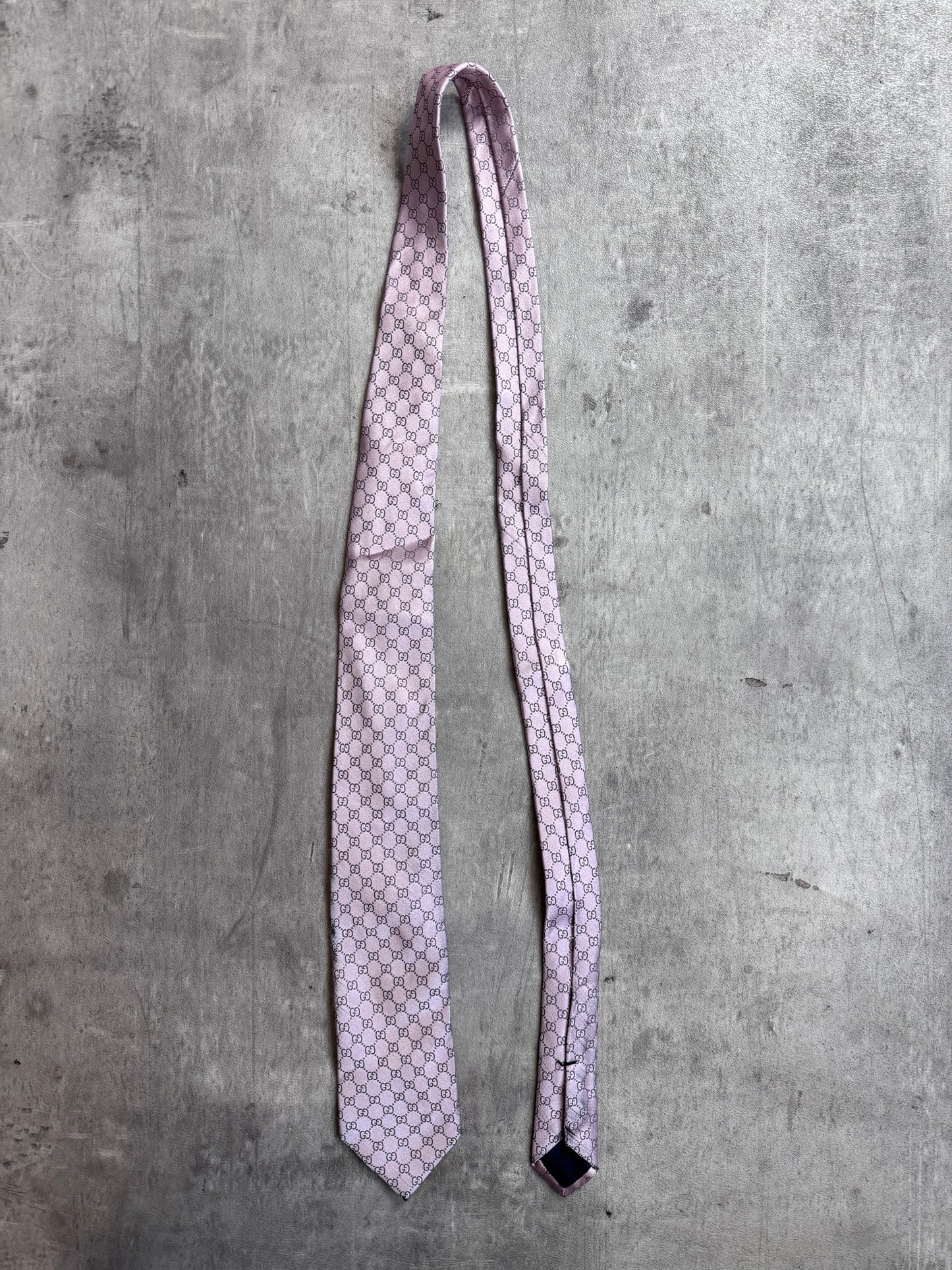 Gucci Pink GG Monogram Print Silk Tie