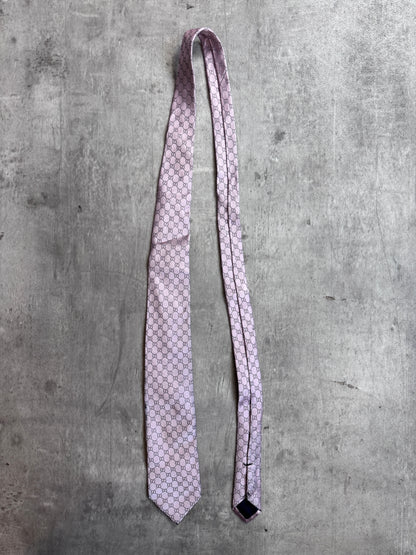 Gucci Pink GG Monogram Print Silk Tie