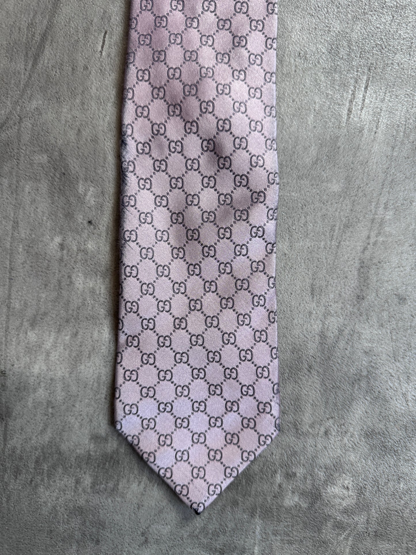 Gucci Pink GG Monogram Print Silk Tie