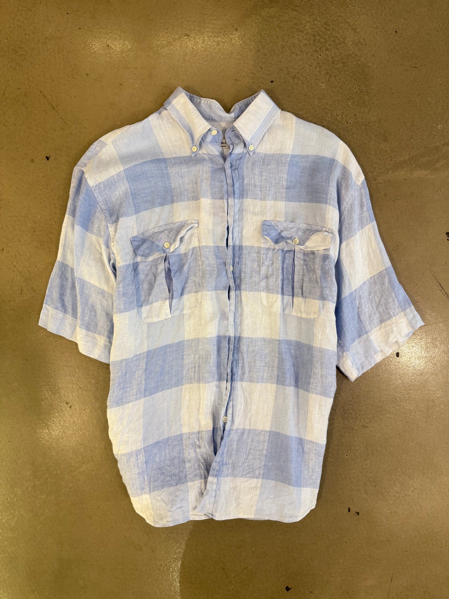 Les Copains Blue Check Linen Shirt