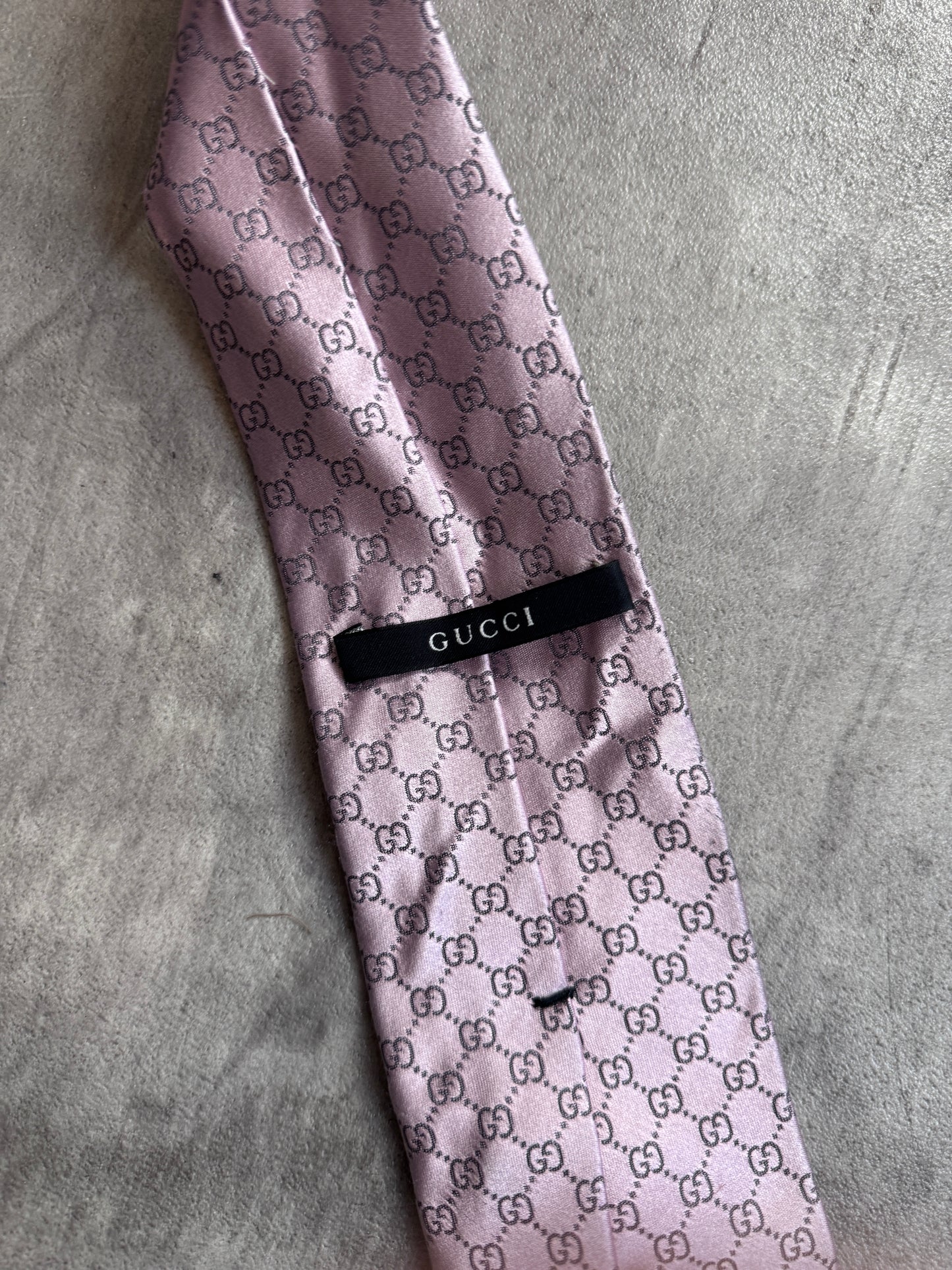 Gucci Pink GG Monogram Print Silk Tie