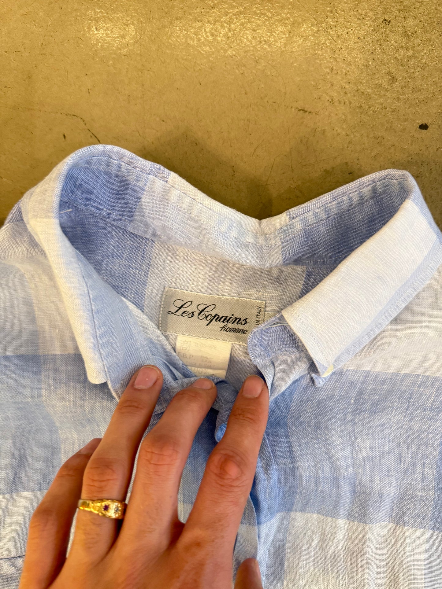 Les Copains Blue Check Linen Shirt