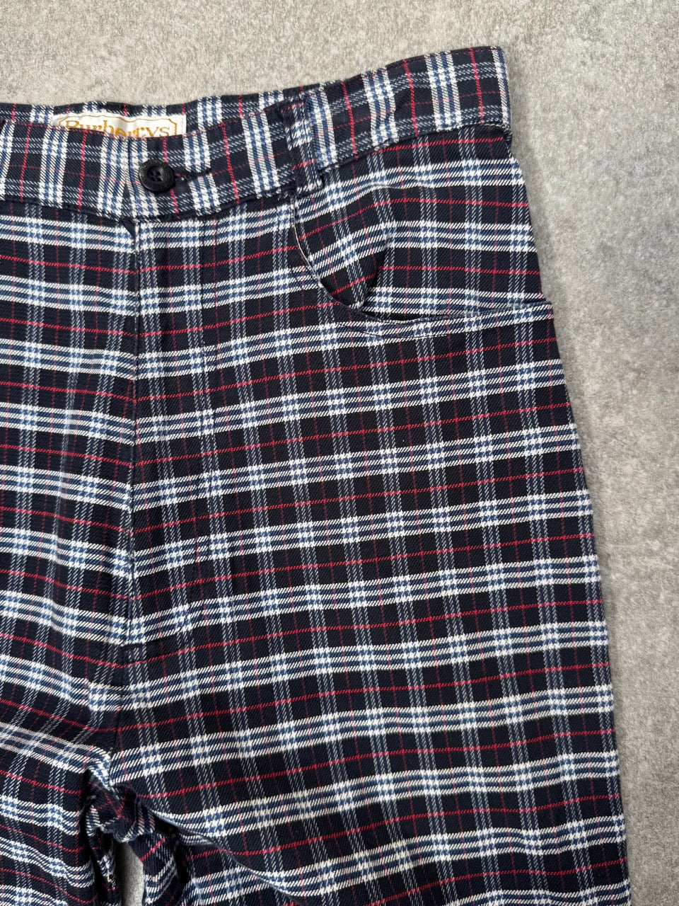 Burberry Navy Micro Nova Check Highwaisted Trousers SC: 5782