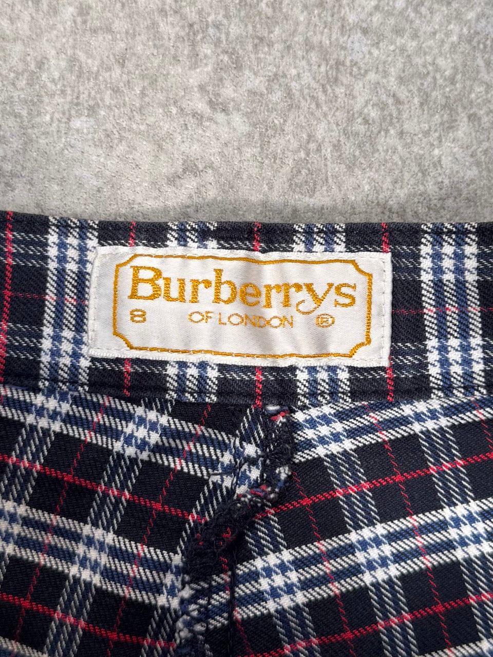 Burberry Navy Micro Nova Check Highwaisted Trousers SC: 5782