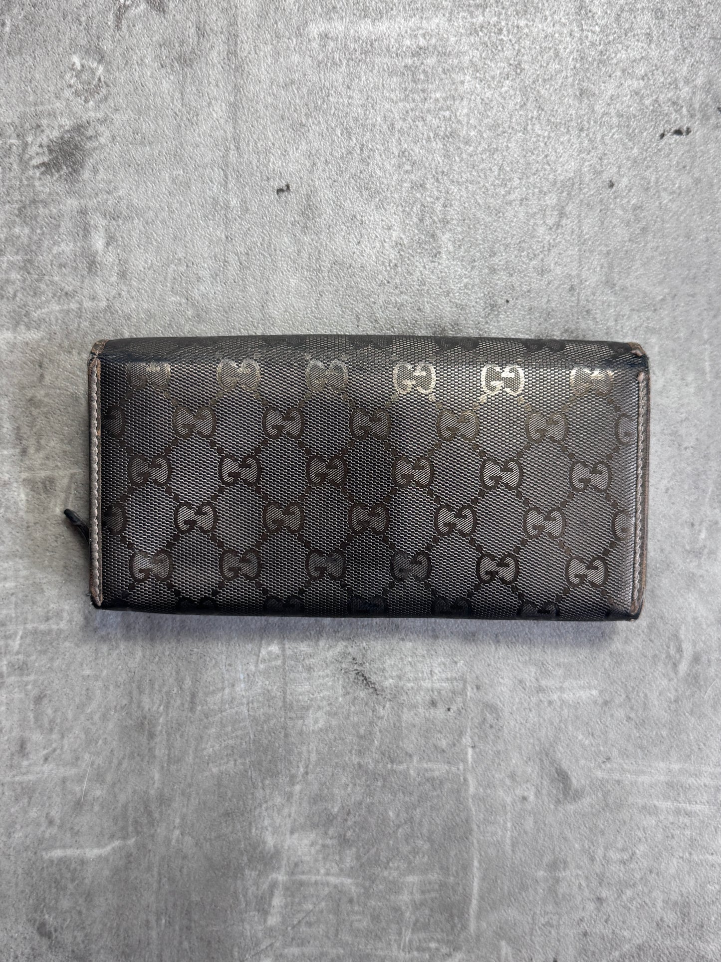 Gucci GG Monogram Bronze Imprime Continental Zip Purse