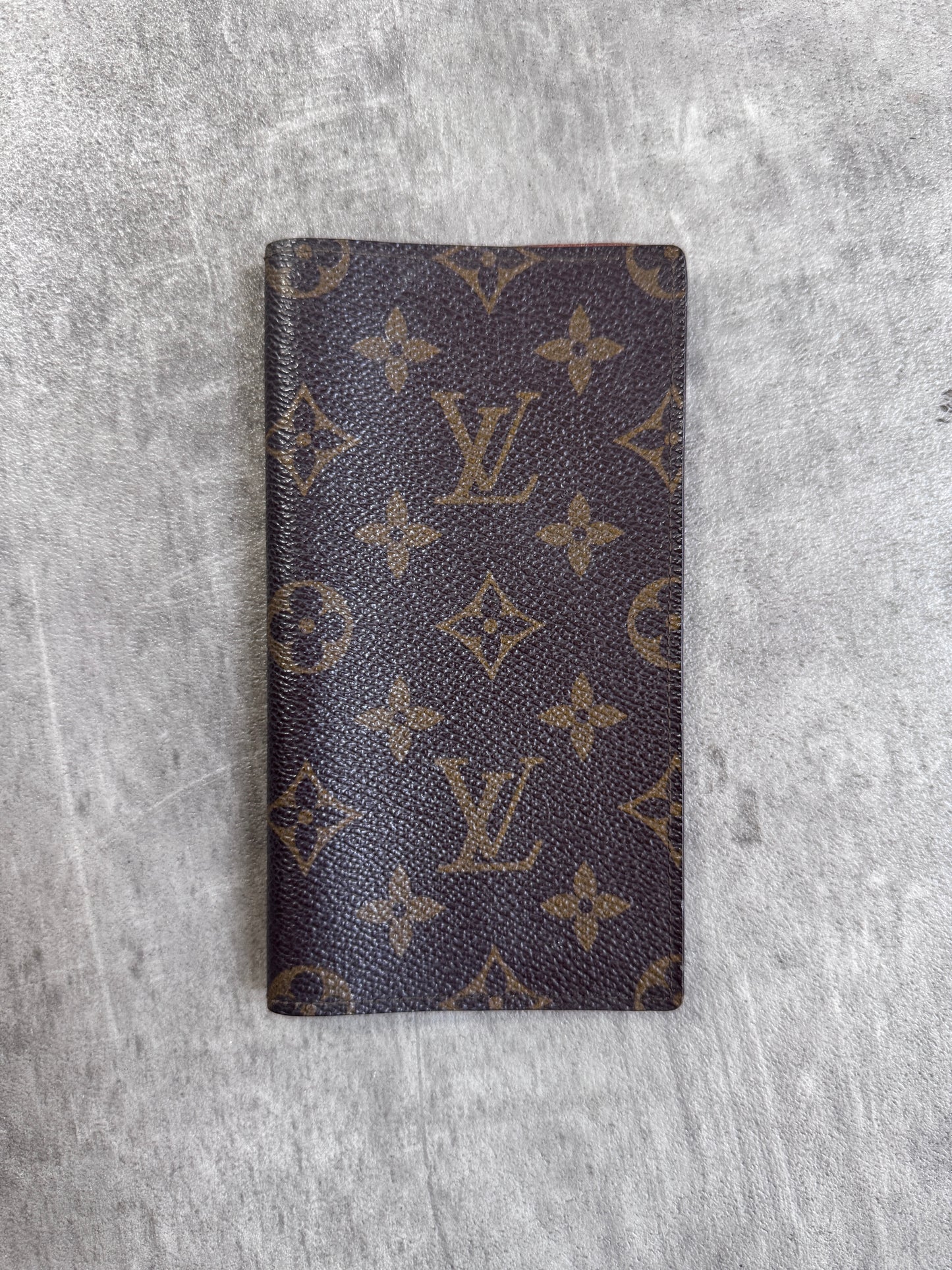 Louis Vuitton Brown Leather LV Monogram Long Wallet