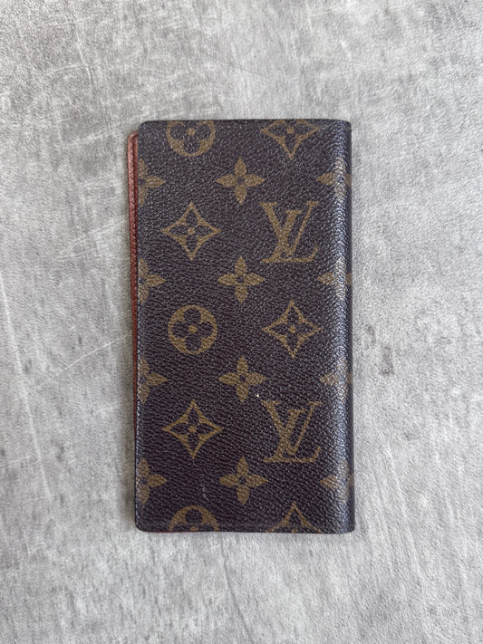 Louis Vuitton Brown Leather LV Monogram Long Wallet