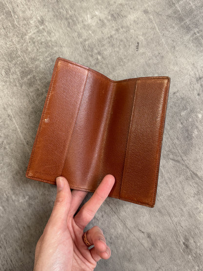 Louis Vuitton Brown Leather LV Monogram Long Wallet