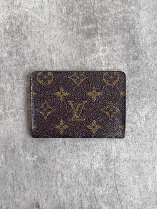 Louis Vuitton Brown Leather LV Monogram Card Wallet