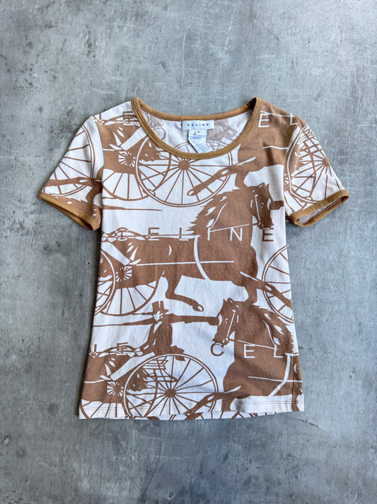 Celine Horse Carriage Two Tone Tee
