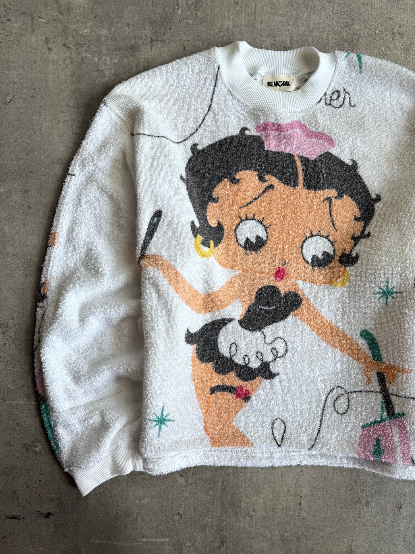 VT Rework: Betty Boop Terry Cloth Crewneck