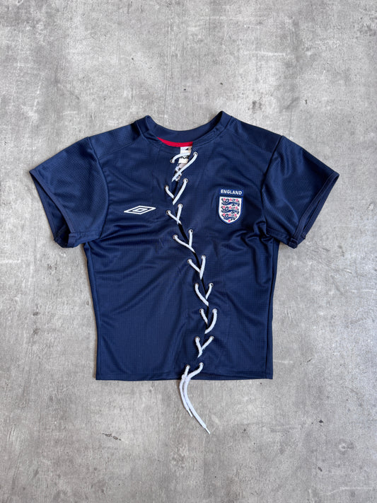 VT Rework: England Navy Asymmetric Lace Front Tee