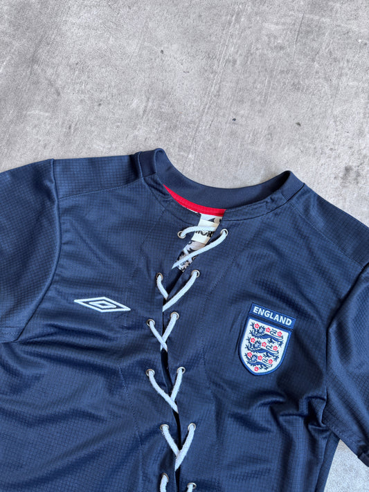 VT Rework: England Navy Asymmetric Lace Front Tee