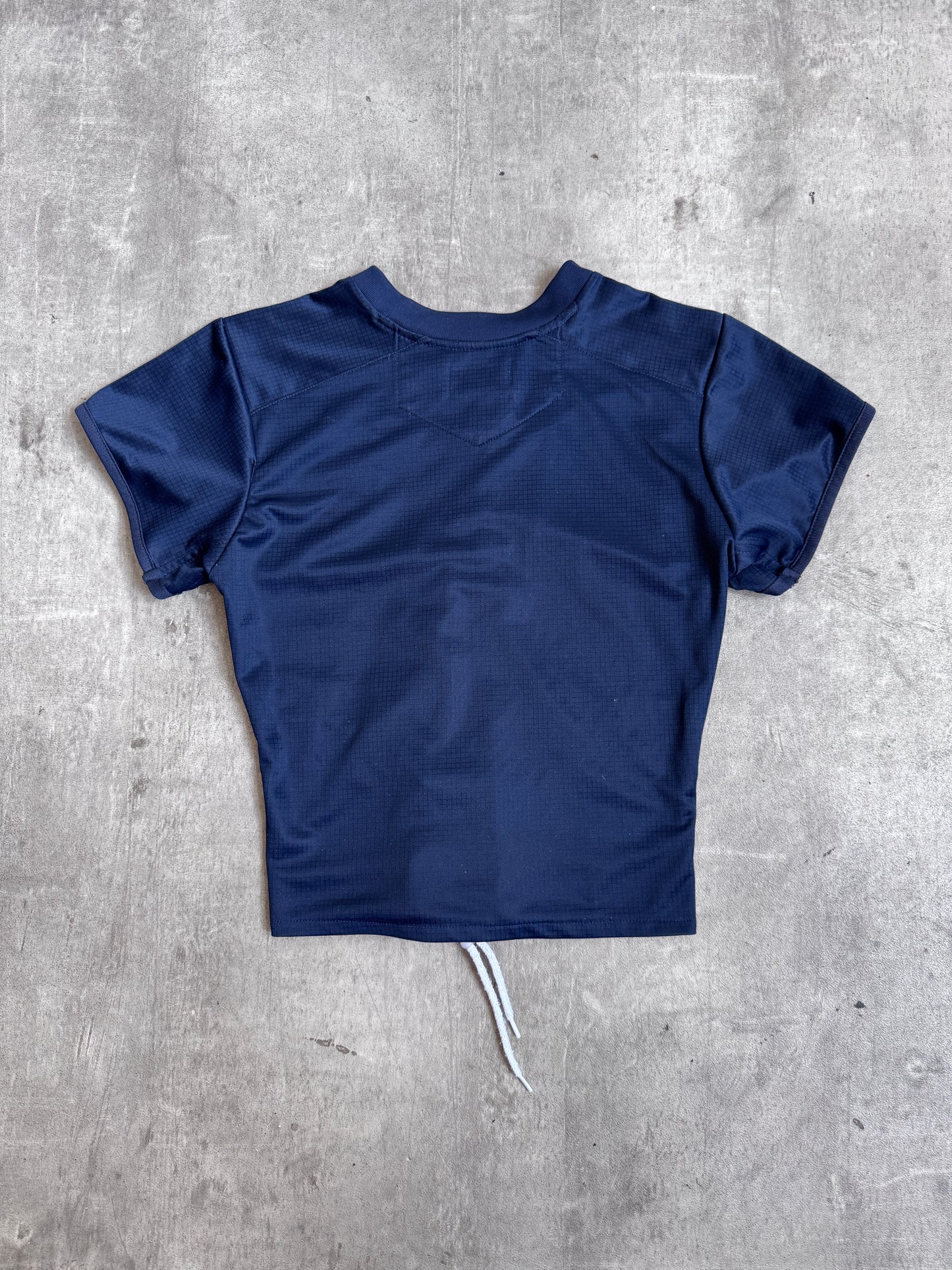 VT Rework: England Navy Asymmetric Lace Front Tee