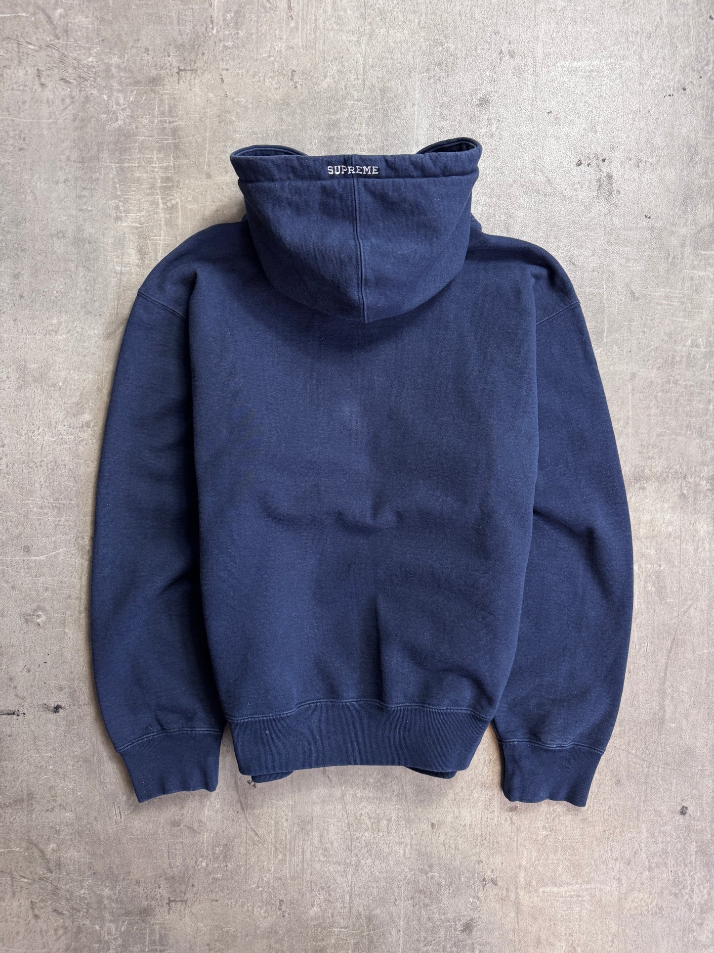 Supreme S Embroidered Logo Full Zip Navy Cotton Hoodie