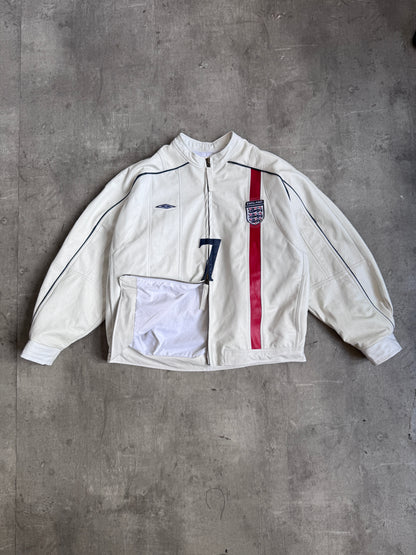 VT Rework: England "7" White Leather Moto Jacket