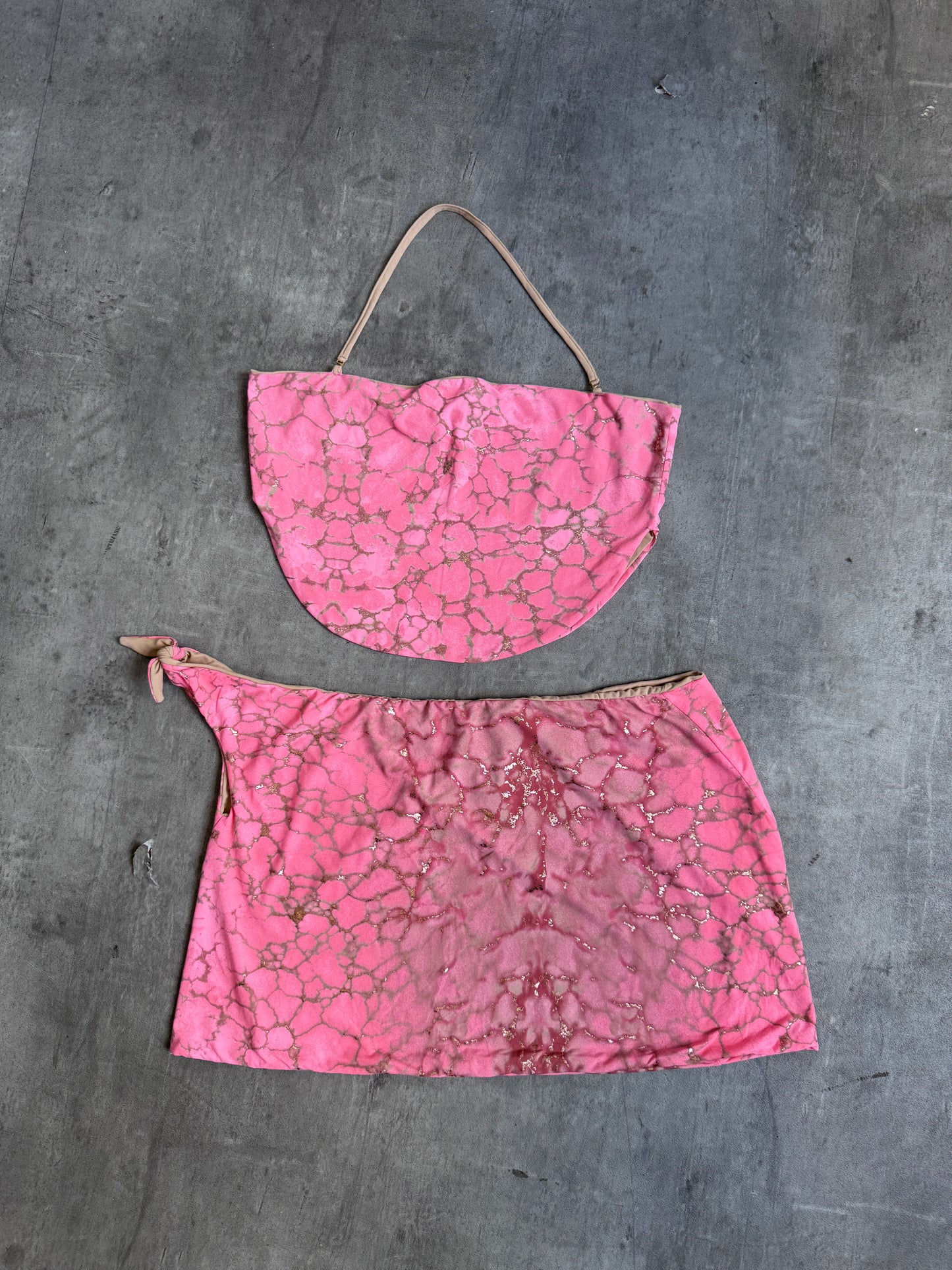 Roberto Cavalli Freedom Gold Marble Print Two Piece