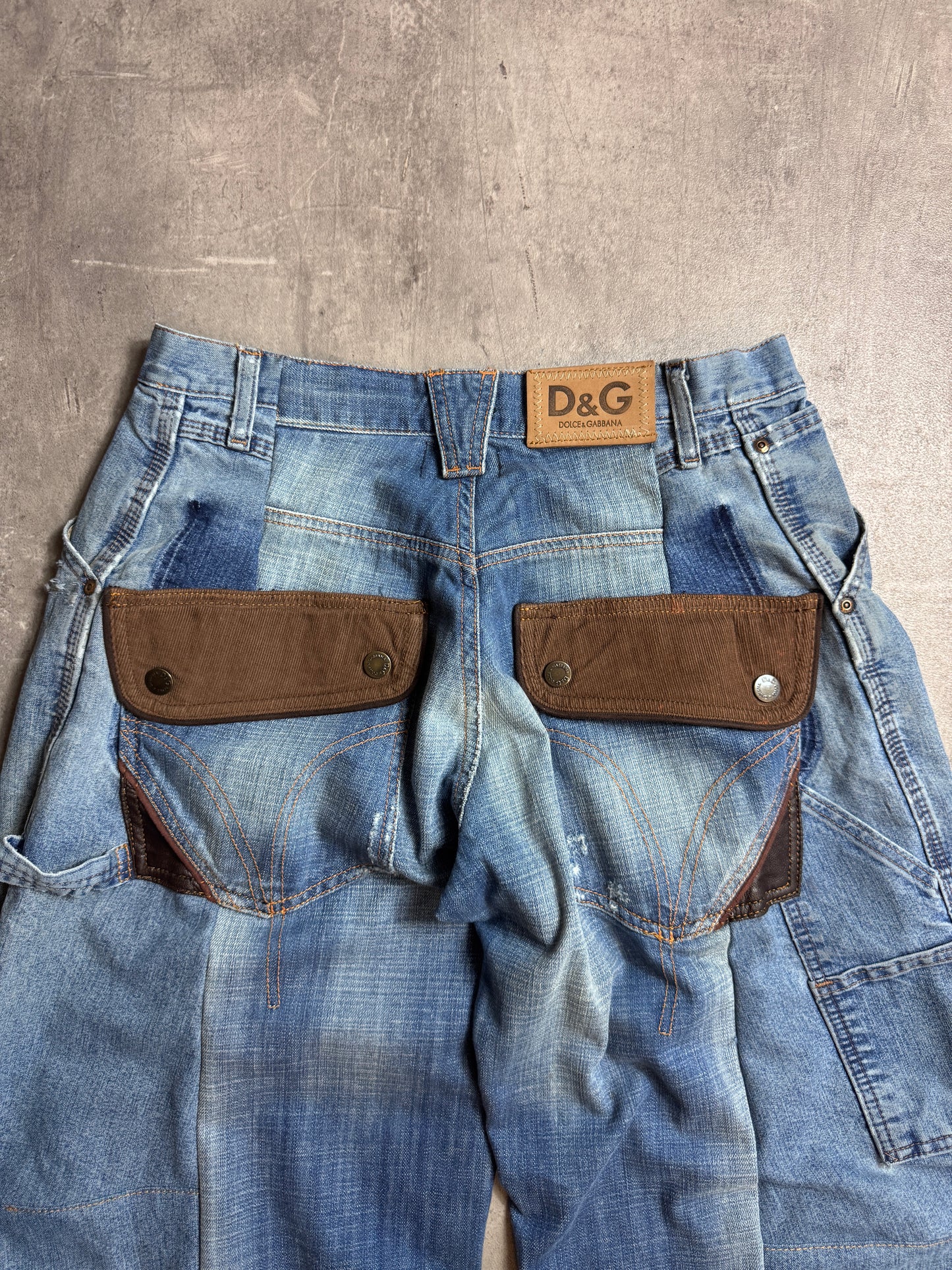 VT Rework: D&G Brown Cord Patch Pocket Slouch Jeans
