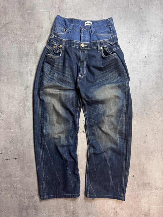VT Rework: Big Train Gold Embellished Double Waist Rework Jeans