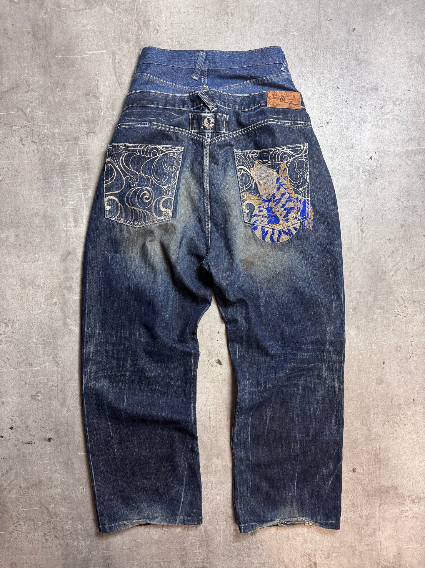VT Rework: Big Train Gold Embellished Double Waist Rework Jeans