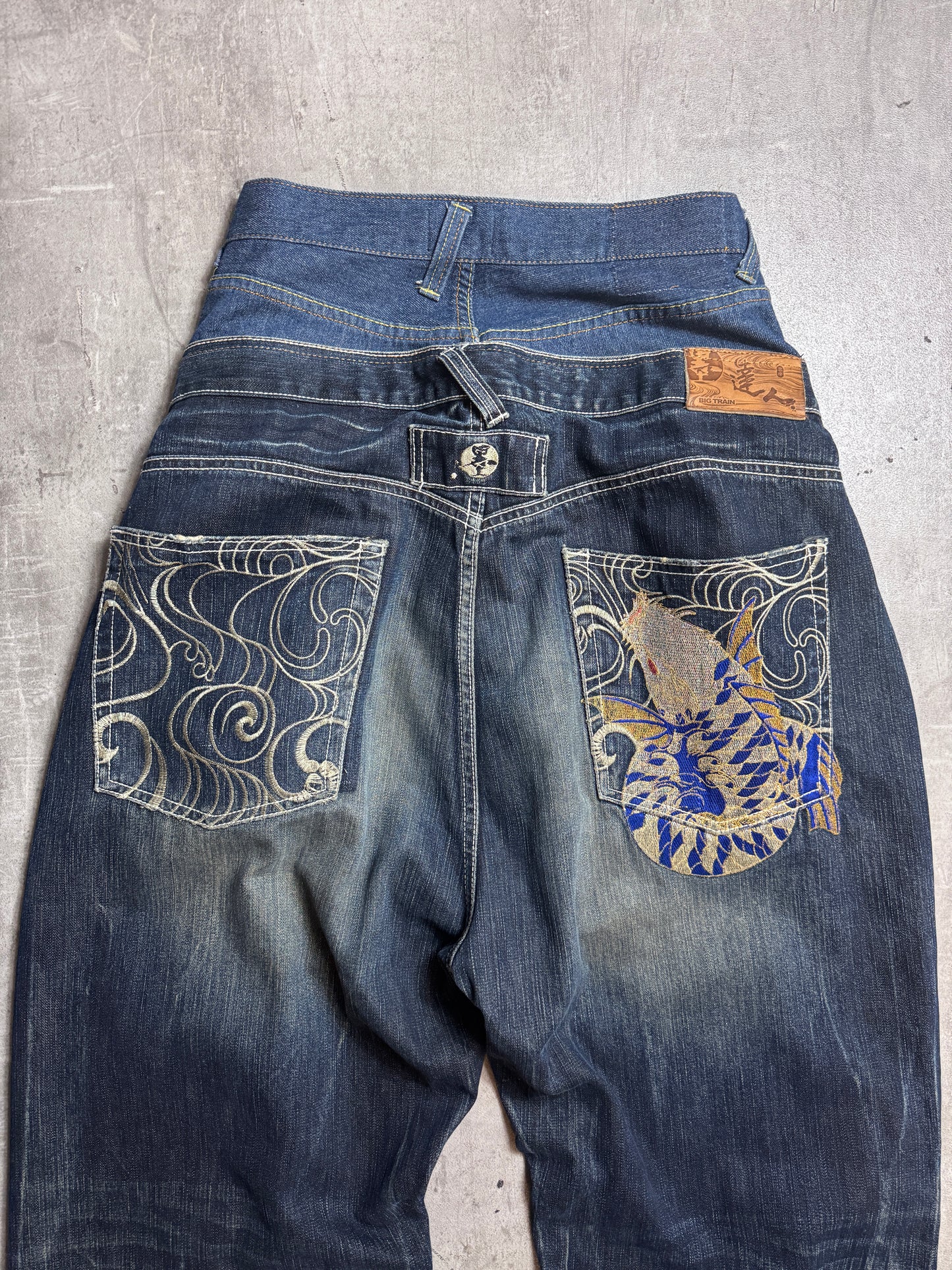 VT Rework: Big Train Gold Embellished Double Waist Rework Jeans