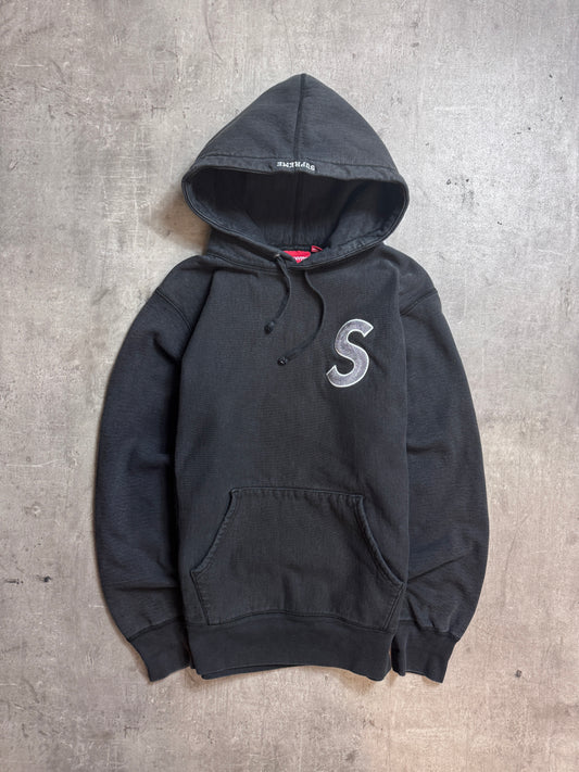 Supreme Embroidered S Logo Black Cotton Hoodie